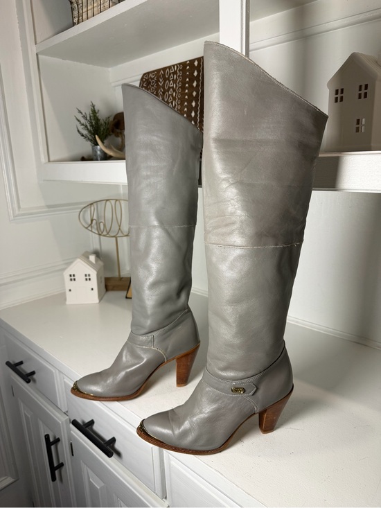 dingo Shoes - Dingo Womens 7.5 Gray Leather Convertible Tall Fold Over Western Cowboy Boots